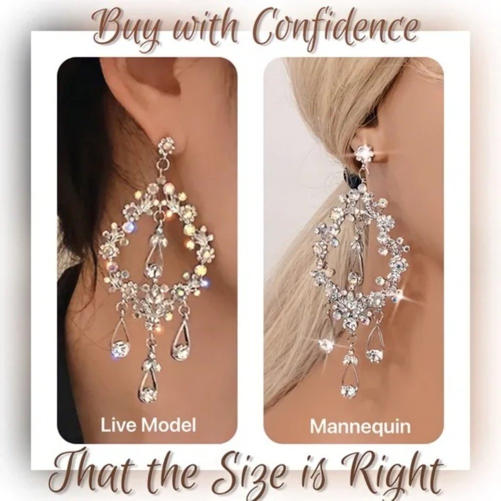 Butterfly Fringe Shoulder Length Rhinestone Chandelier Event Earrings - Picture 6 of 6